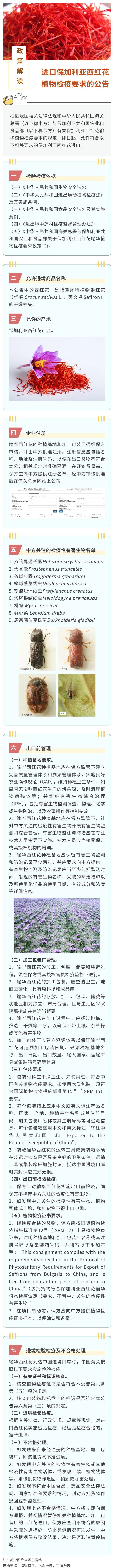 【政策解读】进口保加利亚西红花植物检疫要求的公告